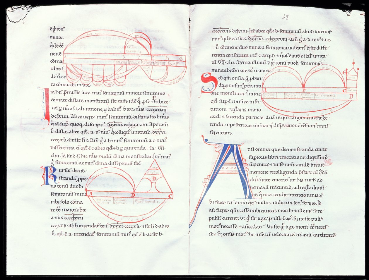 Ms 237 f.47-48 Intervalos musicais do Tratado de Boetiuss Musical de French School