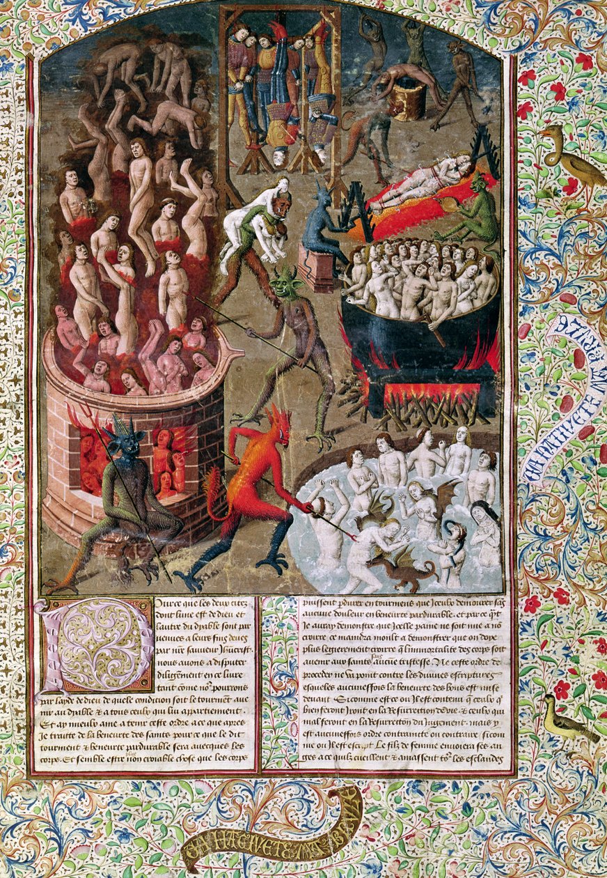 Ms 246 f.383r Inferno, da tradução francesa de De Civitate Dei por Santo Agostinho de Hipona (354-430) de French School