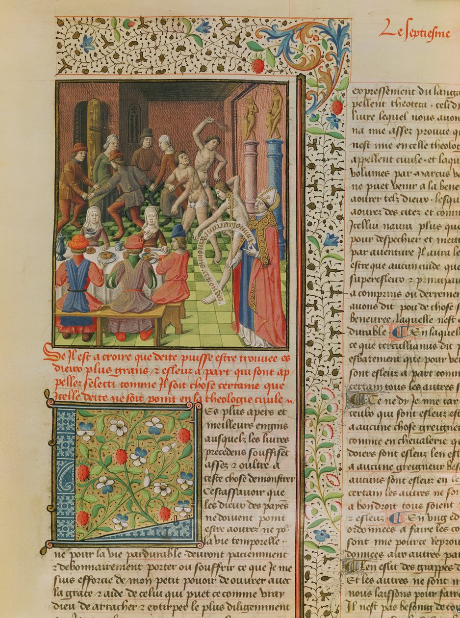 Ms 246 fol.151r Temporal e Terminal, da tradução francesa de De Civitate Dei por Santo Agostinho de Hipona (354-430) de French School
