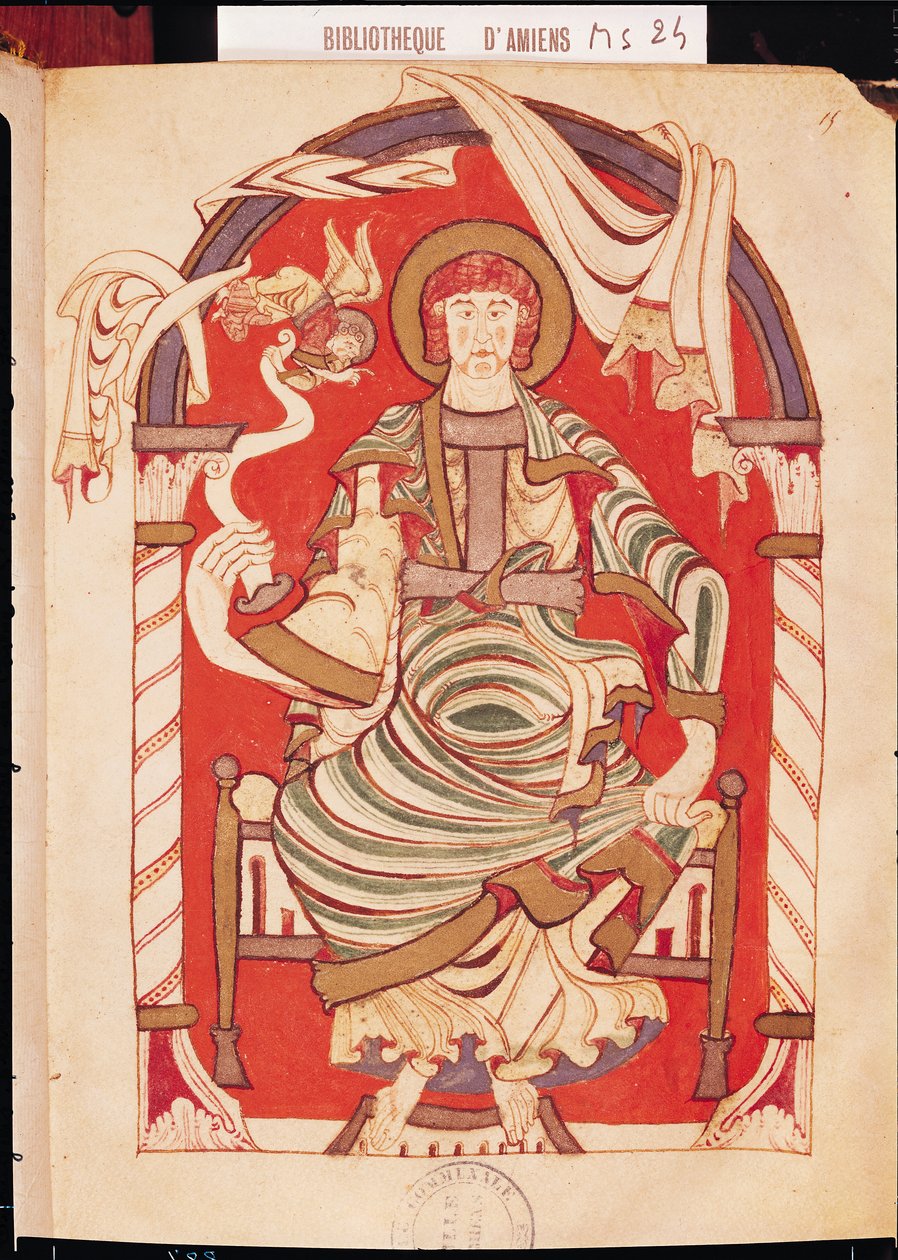 Ms 24 fol.15 São Mateus, ilustração do Evangelho da Abadia de Corbie de French School