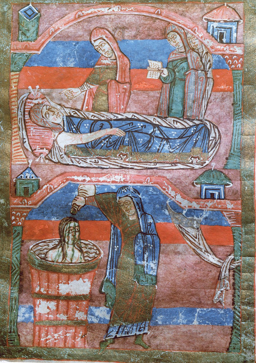 Ms 250 Dropsical mulher curada pelos banhos por St. Radegund, da vida de St. Radegund de French School
