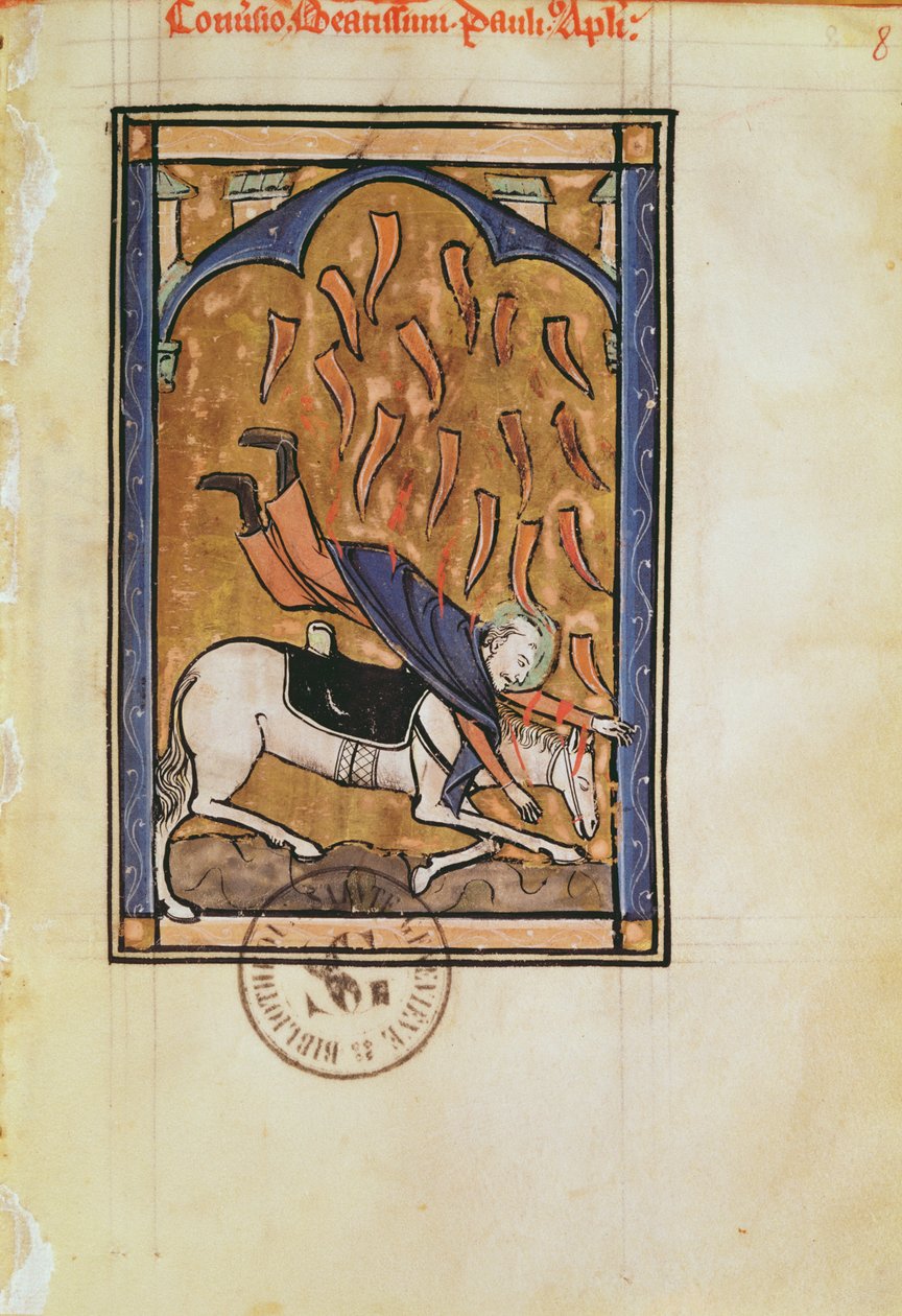 Ms 2689 fol.8r A Conversão de São Paulo, do Saltério da Abadia de Santa Isabel de Genlis de French School