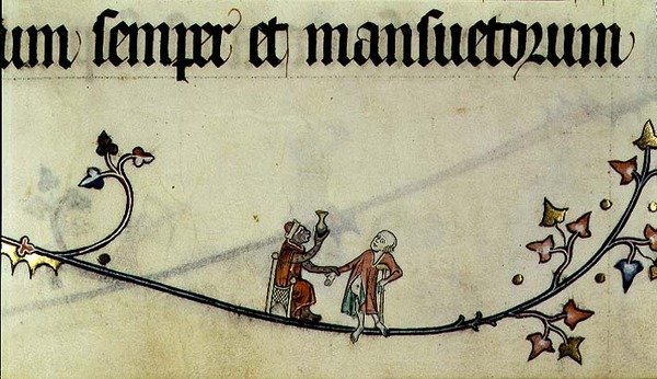 Sra. 298 f.25 Os símio doutores um homem, do Pontifício Metz, escrito para Raymond Bar, Bispo de Metz de French School