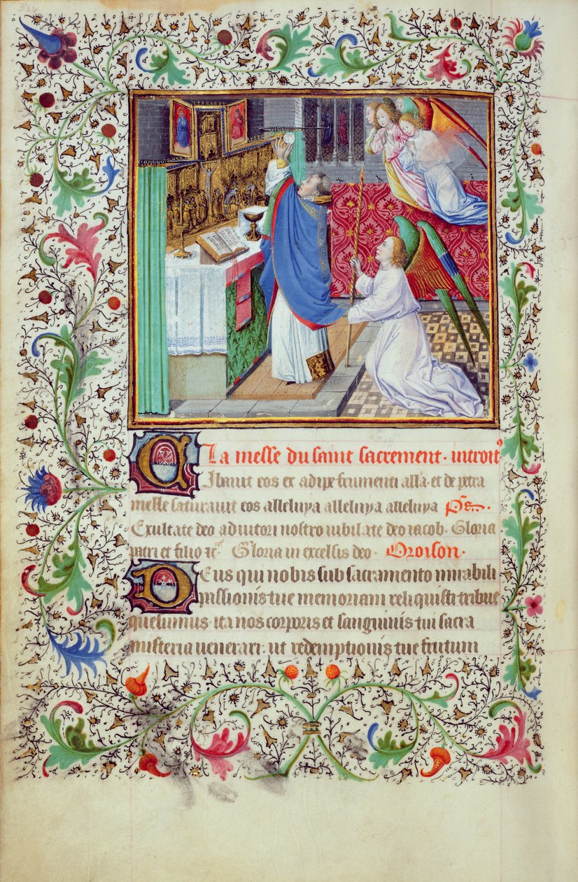 Ms 3-1954, f.193v: Preparação da Eucaristia, miniatura de um Livro de Horas feito para Filipe, o Audaz, Duque de Borgonha, depois de 1370 de French School