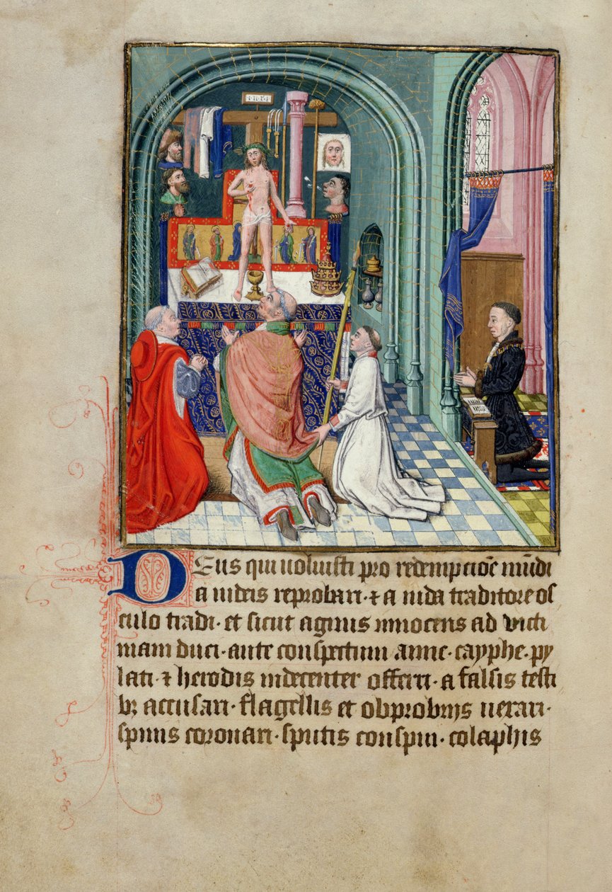 Ms 3-1954 fol.253v A Missa de São Gregório de um Livro de Horas, feita por Phillipe Le Hardi, Duque de Borgonha de French School