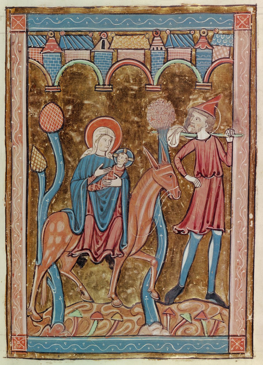 Ms 3016 fol.12 A fuga para o Egito, de Psautier a lsage de Paris de French School