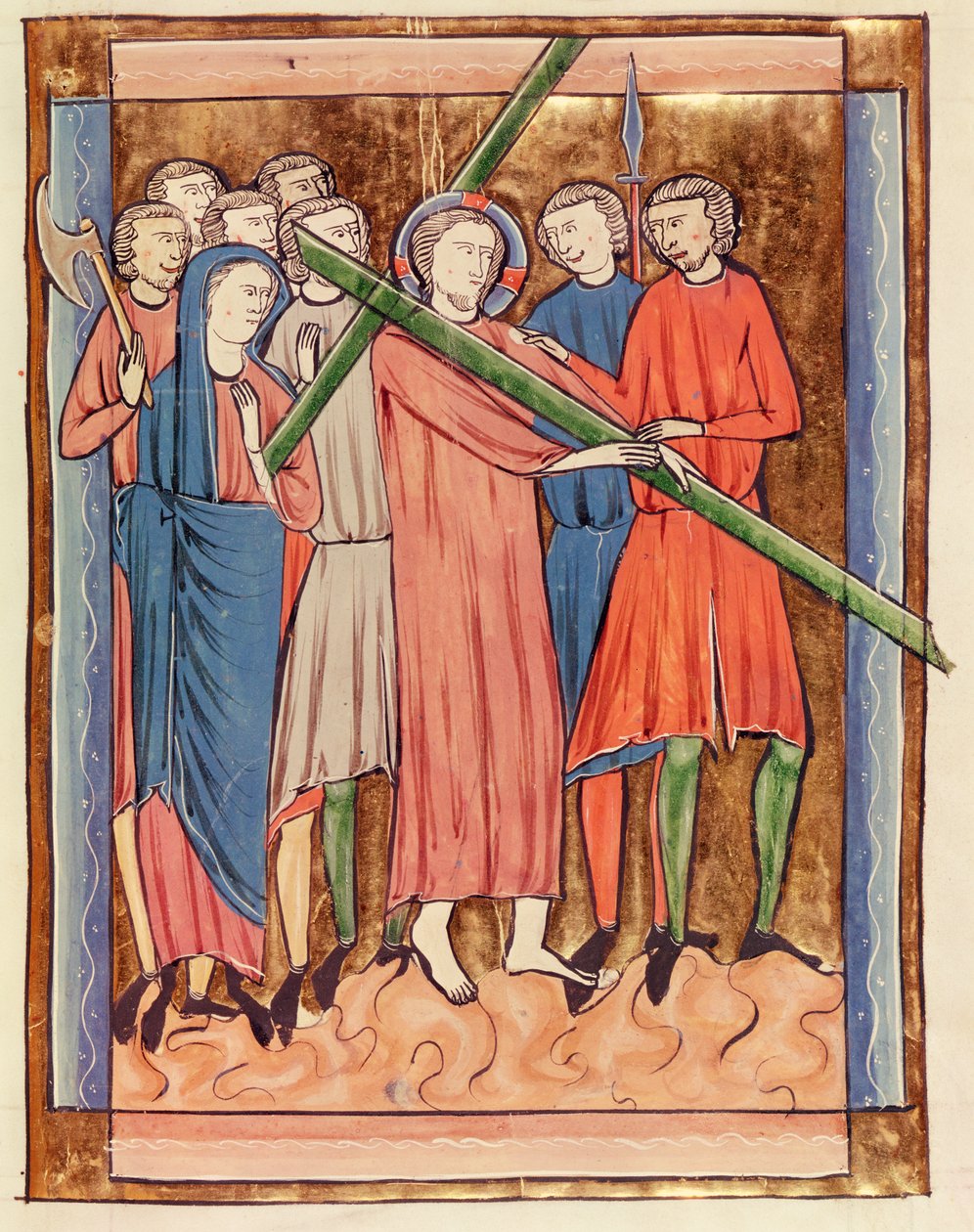 Sra. 3016 fol.16 Christ Carrying the Cross, de Psautier a lage de Paris de French School
