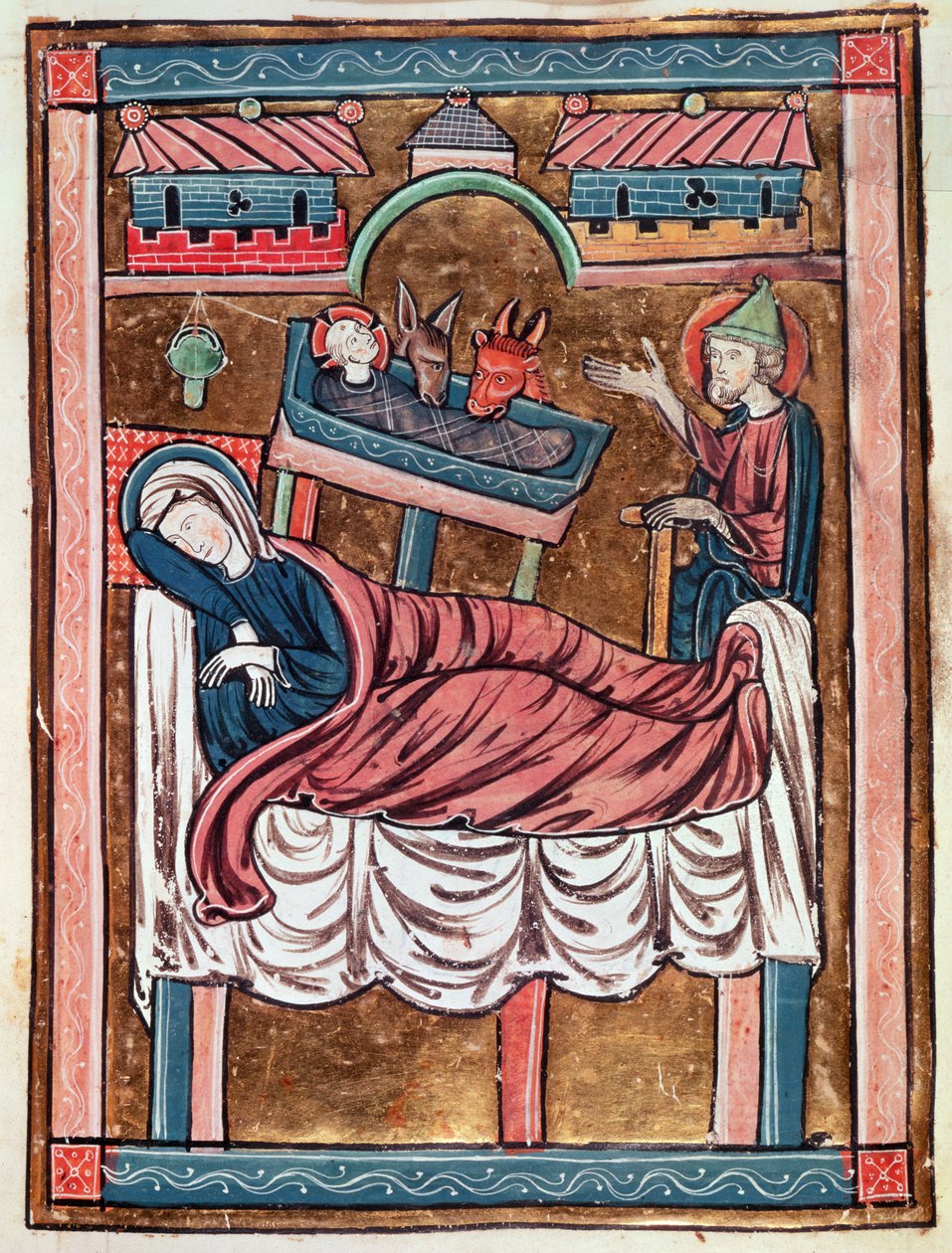 Ms 3016 fol.8 The Nativity, de Psautier a Paris Us de French School