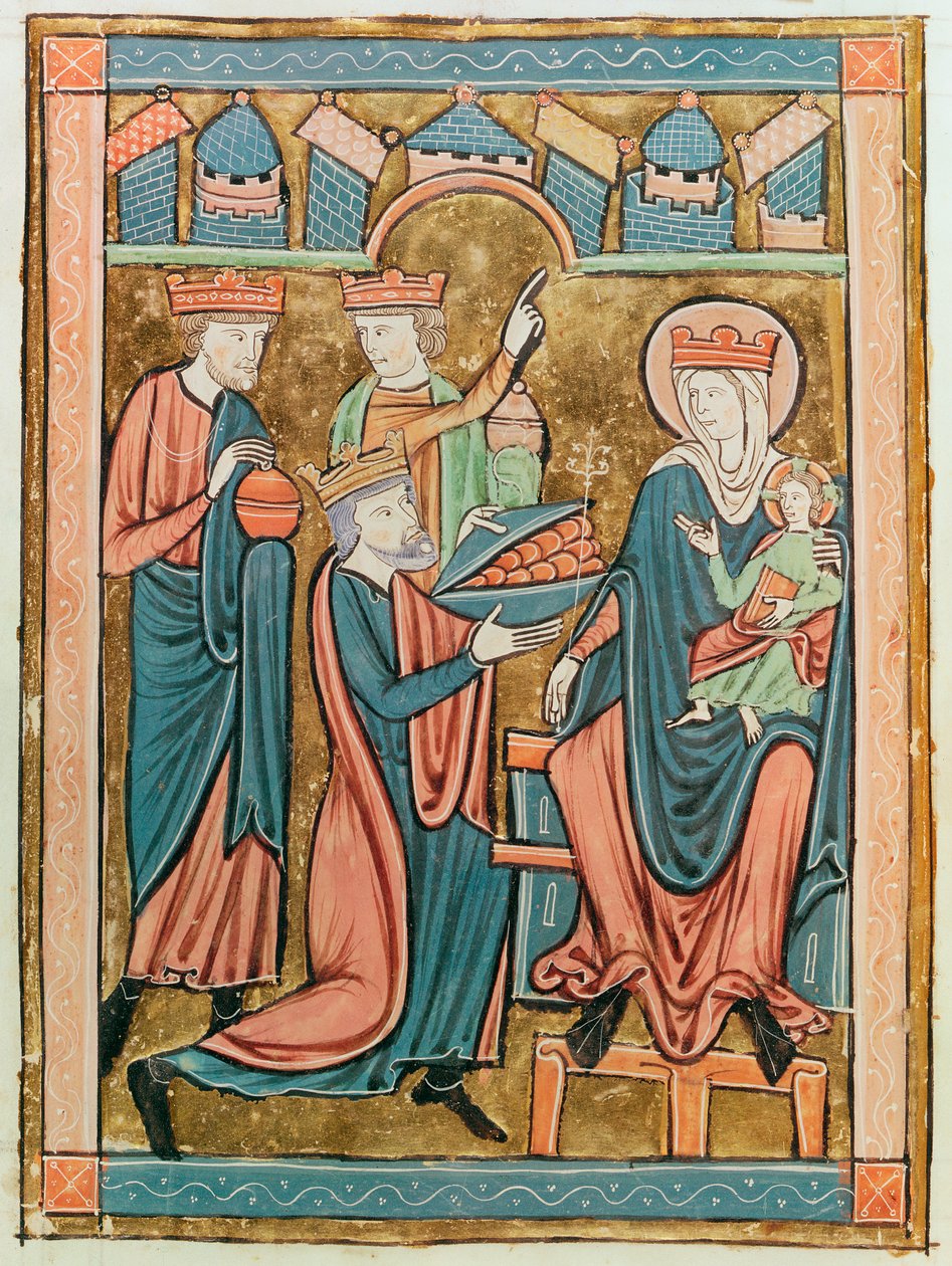 Ms 3016 fol.9v Adoração dos Magos, de Psautier a lusage de Paris de French School