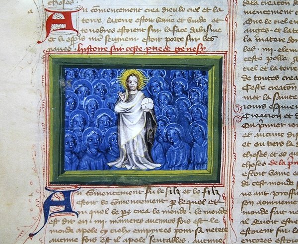 Senhora 313 Deus rodeado de anjos, da Bíblia des Grands Augustins de French School