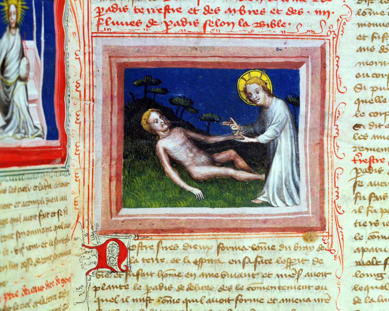 Ms 314 Criação de Adão, da Bíblia des Grands Augustins, 1494 de French School