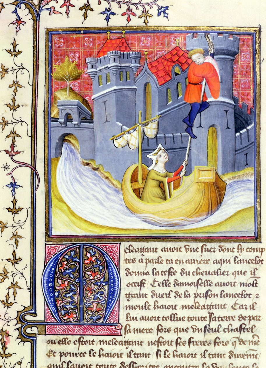 Ms 3480 Knight escapando de um castelo com a ajuda de uma senhora, do Livre de Messire Lancelot du Lac de French School
