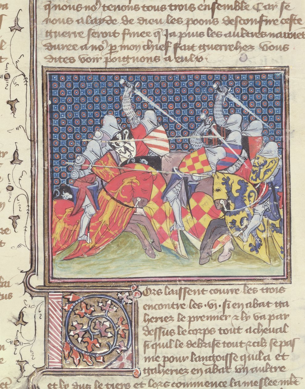 Ms 3480 Cavaleiros em Batalha, do Livro de Messire Lancelot du Lac de French School