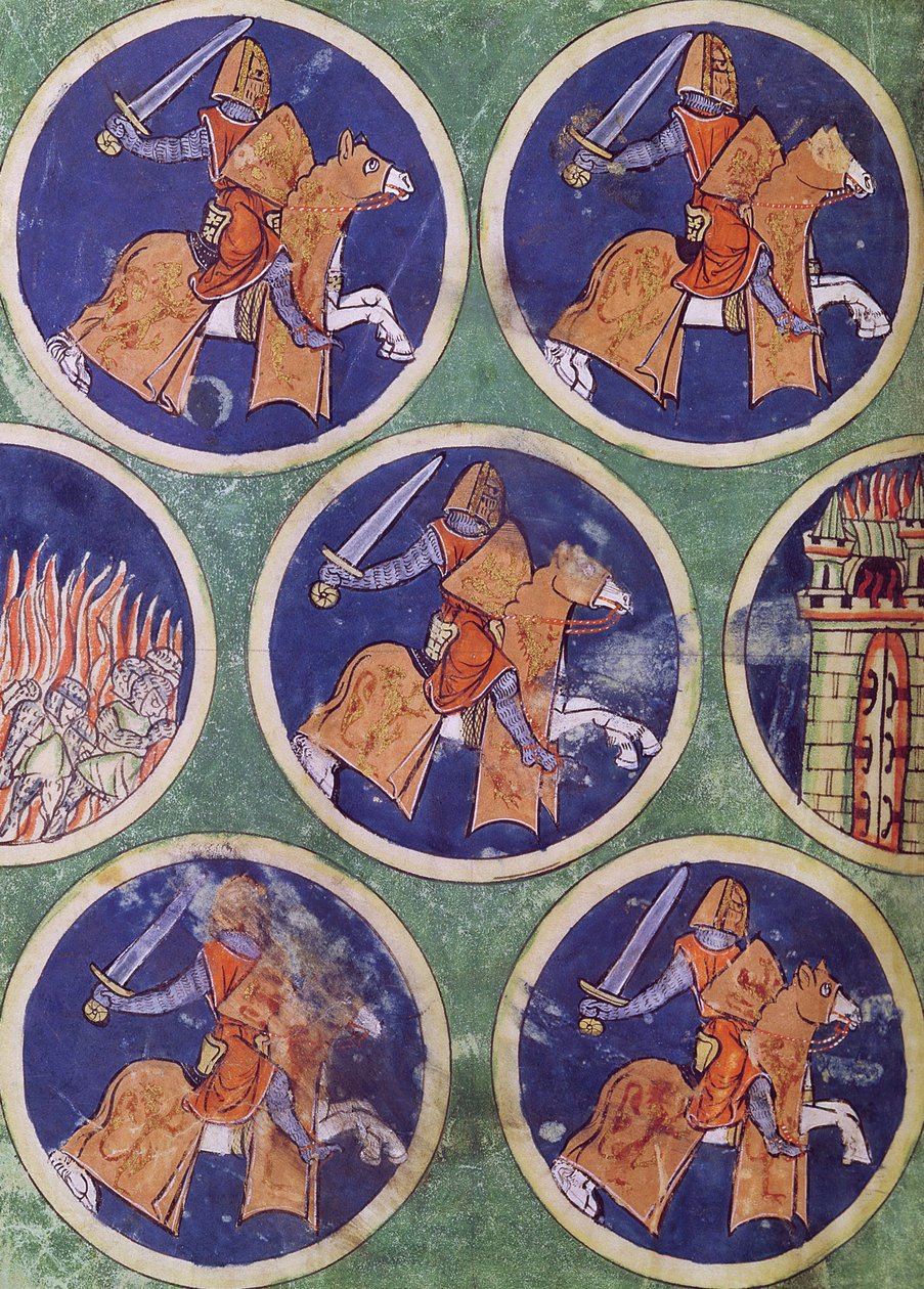 Ms 3516 fol.217v Cinco cavaleiros de French School