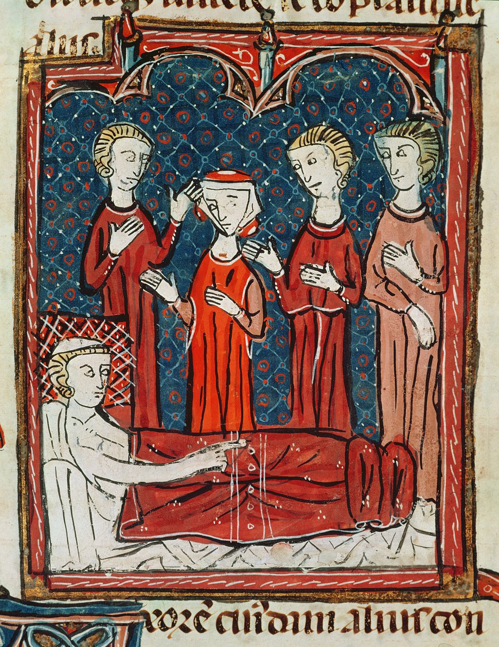Ms 372 fol.165v A Man in his Sickbed, de Decrets de Gratien de French School