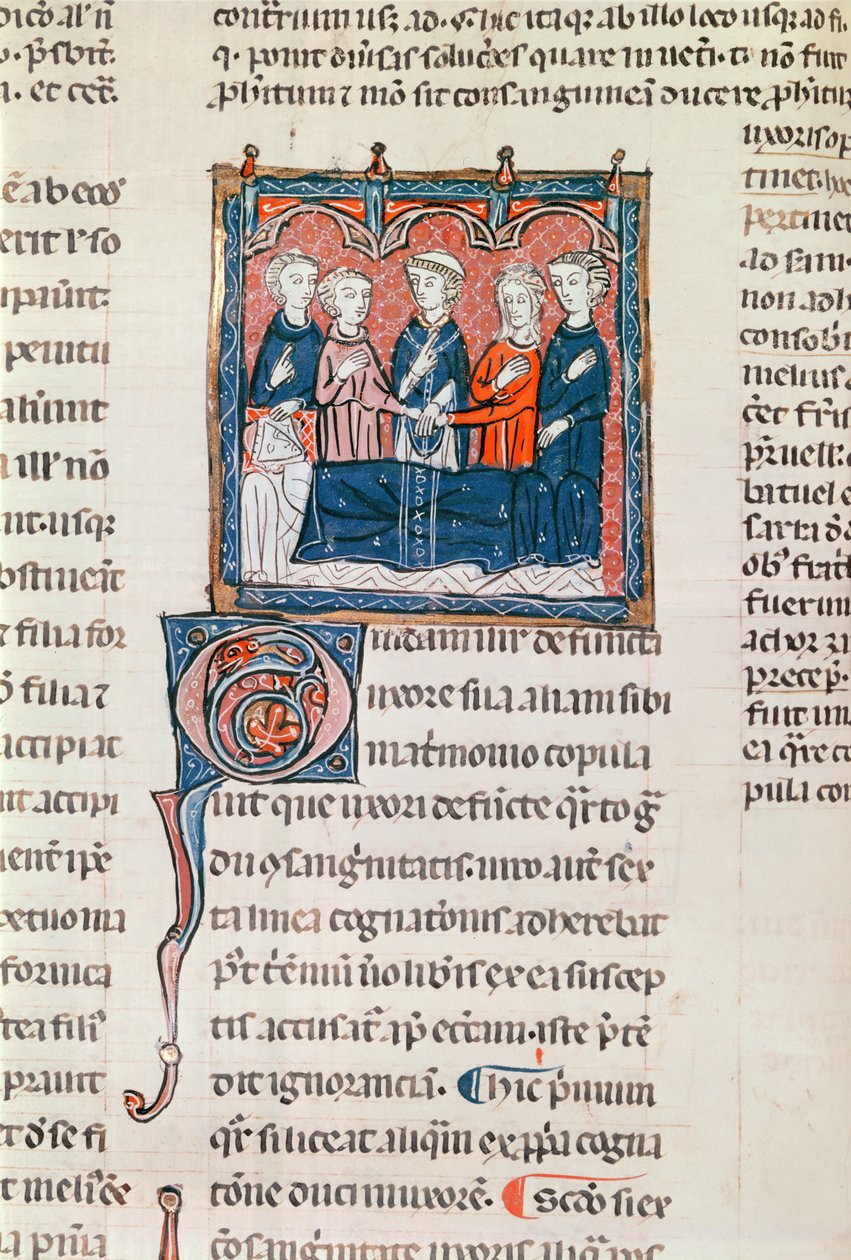 Ms 372 fol.243 O casamento de um viúvo, de Decrets de Gratien de French School
