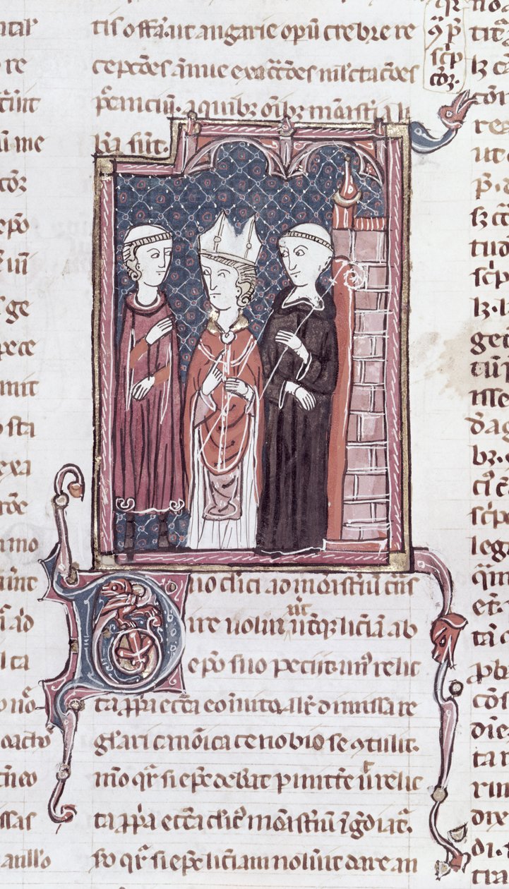Ms 373 fol.51v Um monge, um bispo e um abade, de Decrets de Gratien de French School