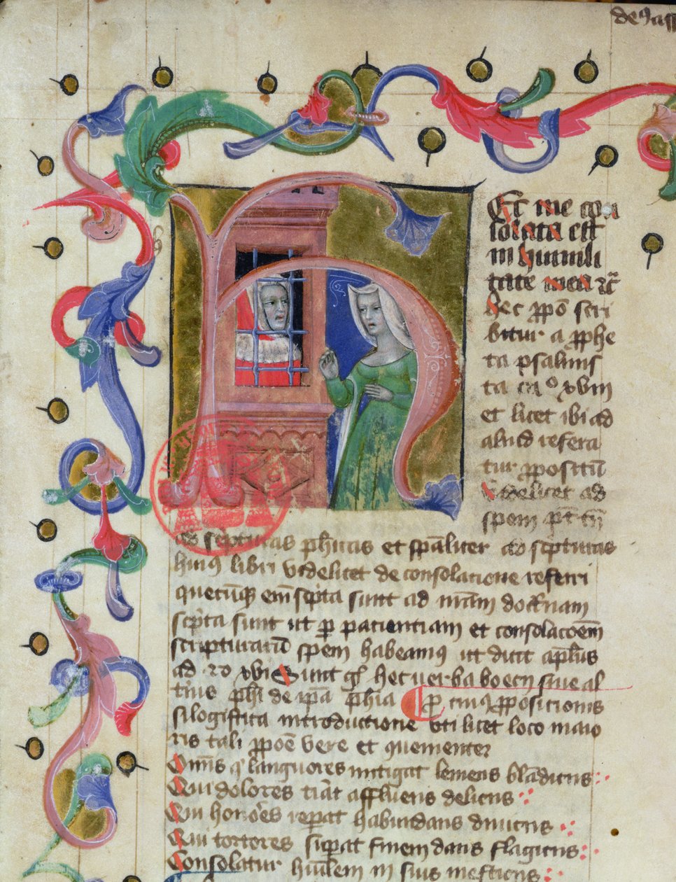 Ms 3859 Miniatura do filósofo Boécio (c.480-524) na prisão de French School