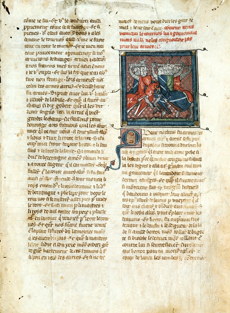 Ms 403 fol.163 Batalha entre cavaleiros, de Roman dArtus de French School