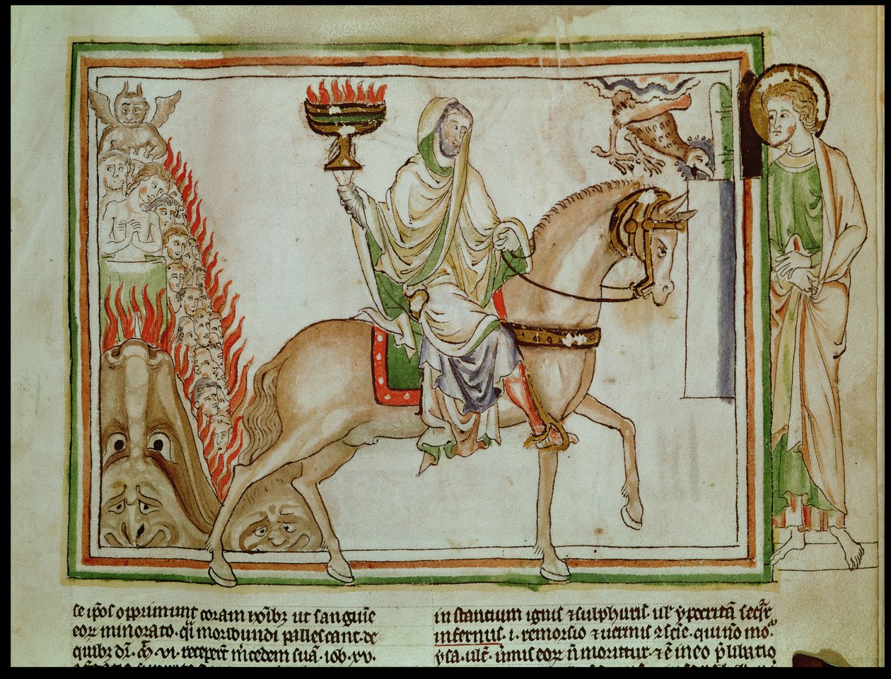 Ms 422 fol.22r A abertura do quarto selo: a morte que monta o cavalo pálido de French School