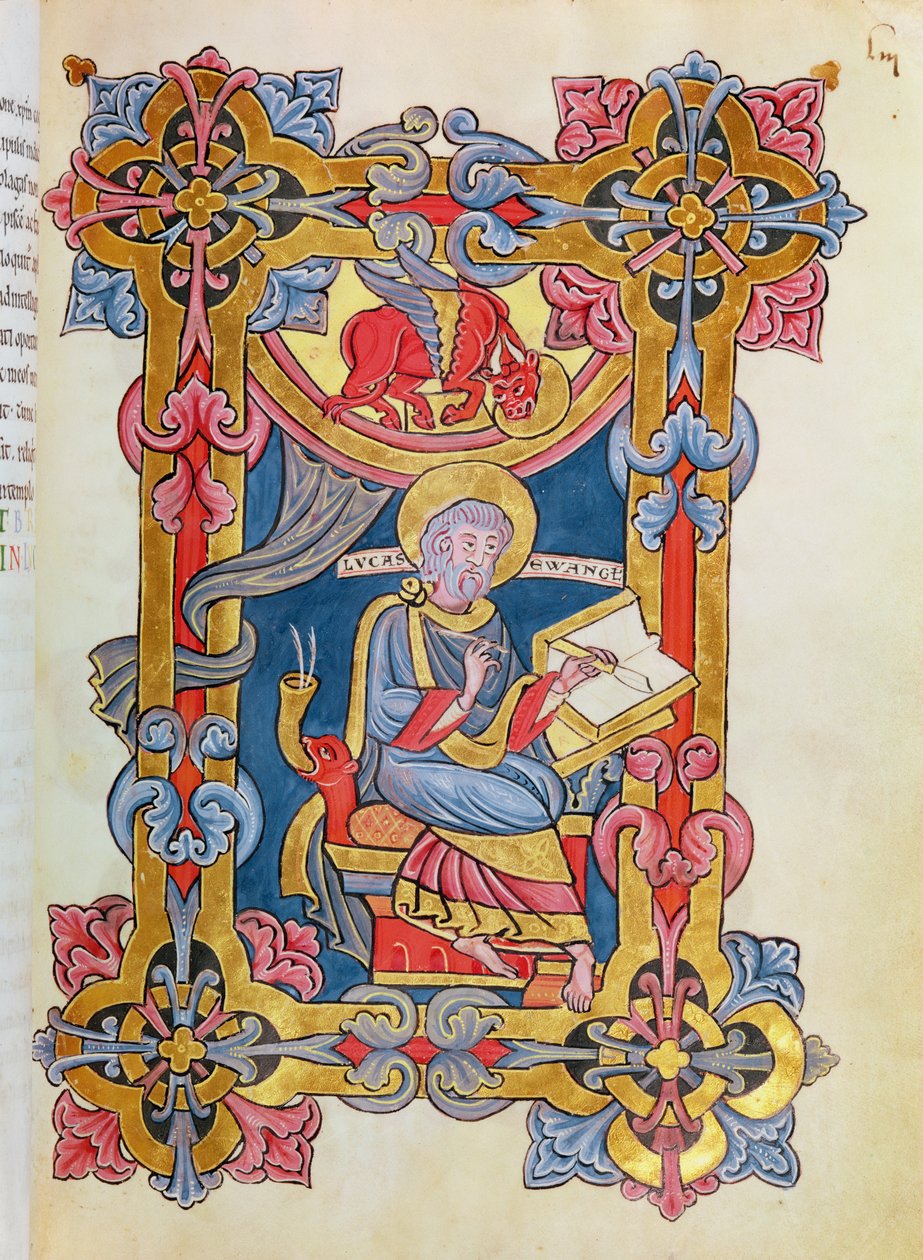 Ms 479 fol.33 St. Luke, de Os Evangelhos da Abadia de Cysoing de French School