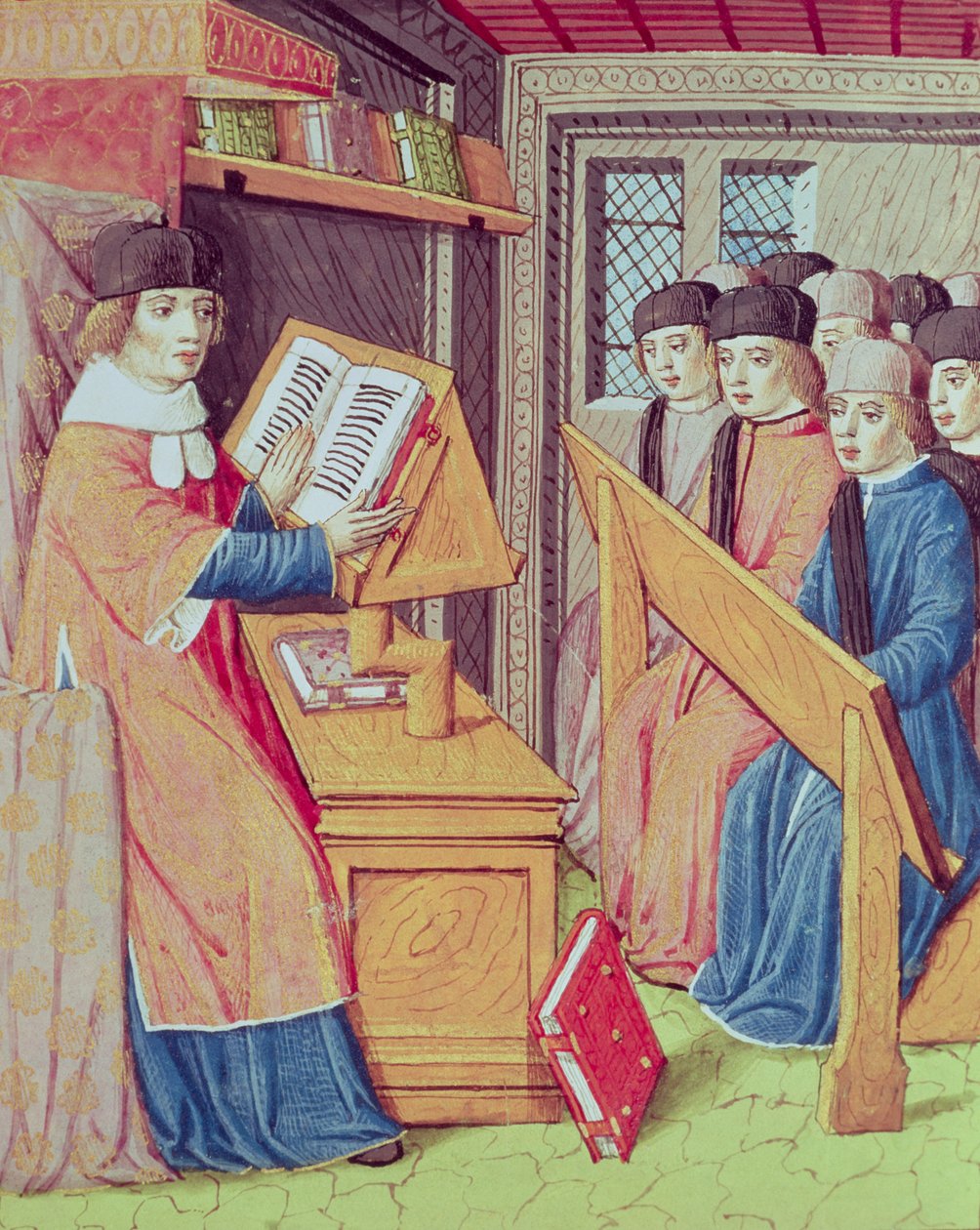 Ms 493 fol.56r Ensinar de Les Georgics por Virgil com comentários de Servius, 1469 de French School