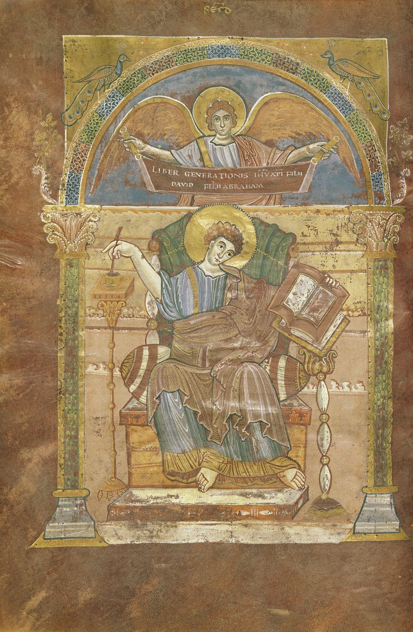Ms 4 fol.17v São Mateus, do Evangelho de São Riquier, c.800 de French School
