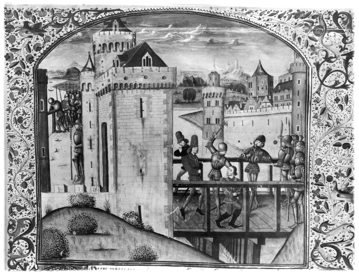 Ms 5084 O Assassinato de João I Sem Medo (1371-1419) Duque de Borgonha na Ponte Montereau, 10 de setembro de 1419, das Cronicas dEnguerrand de Monstrelet de French School