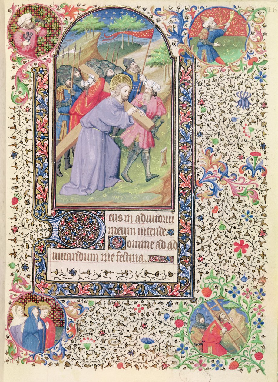 Ms 547 fol.16 Estações da Cruz, de um livro de horas usado por uma mulher de Poitiers de French School