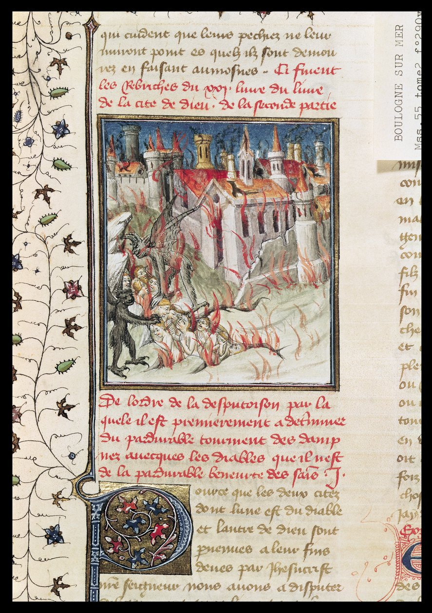 Ms 55 t.2 fol.290v Inferno, de De Civitate Dei por Santo Agostinho de Hipona (354-430) traduzido por Raoul de Presles, c.1400-50 de French School