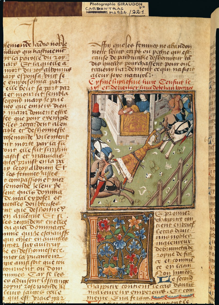 Ms 622 fol.221v A Tortura de Brunhilda de Des Hommes Illustres, c.1460 de French School