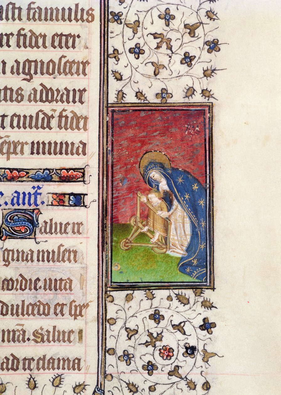 Sra. 62, f.205r: Virgem e Criança, detalhe de um Livro de Horas francês, c.1445-50 (vellum) de French School