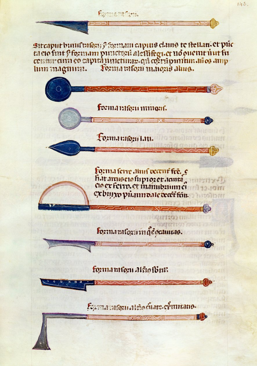 Ms 89 Ter fol.115 Instrumentos cirúrgicos de um tratado de Abul Qasim Kalaf ibn al-Abbas al Zahrawi (Albucasis) de French School
