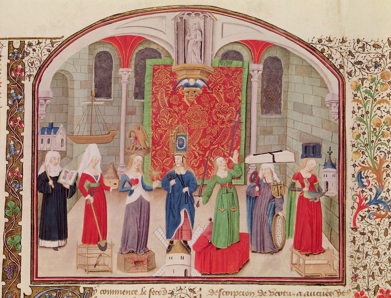 Ms 927 Fol.17v Virtudes teológicas e cardeais, da ética, da política e da economia por Aristóteles (384-322 BC) de French School