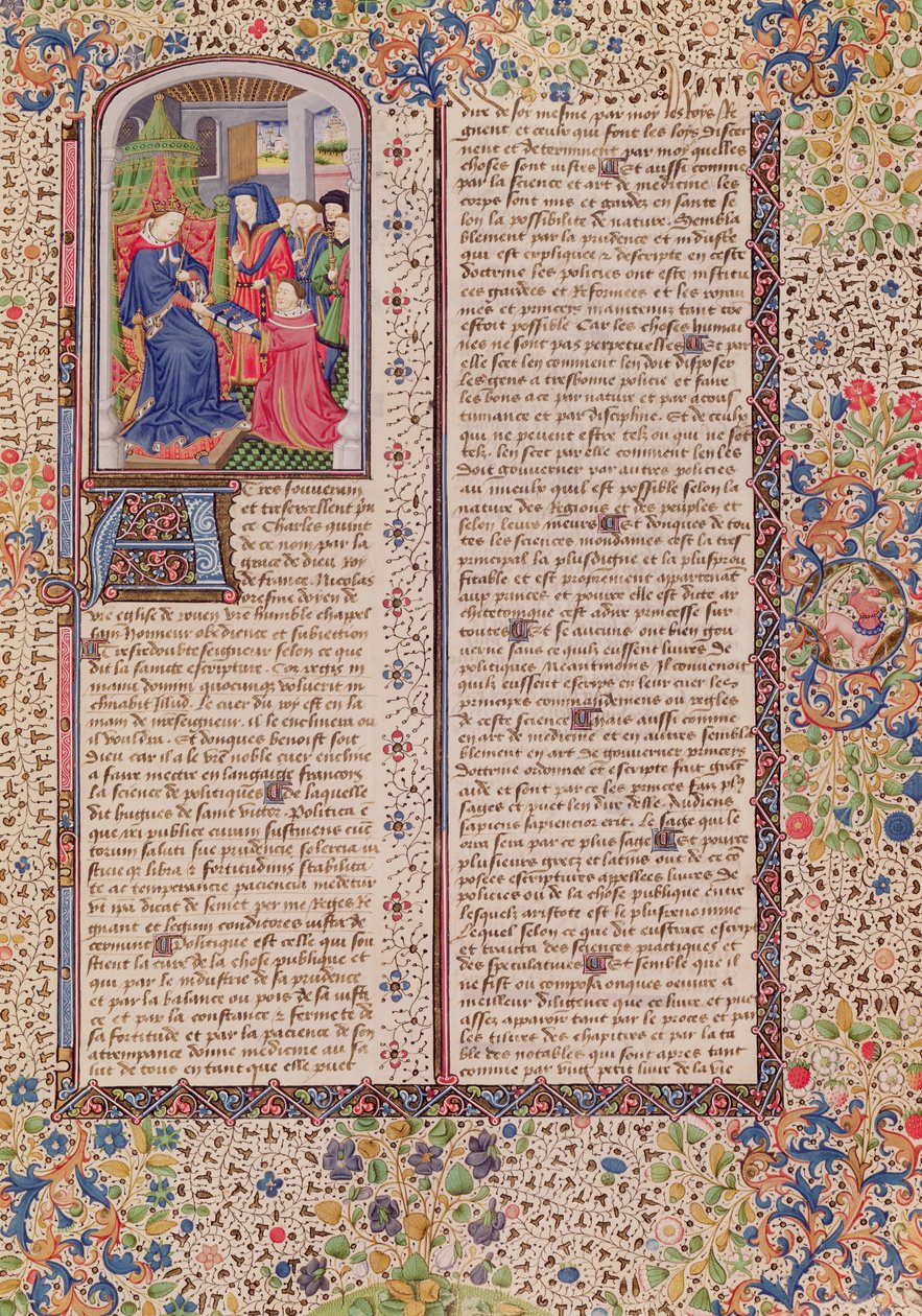 Ms 927 Fol.186 Apresentação da política ao rei, de ética, política e economia por Aristóteles (384-322 aC) de French School
