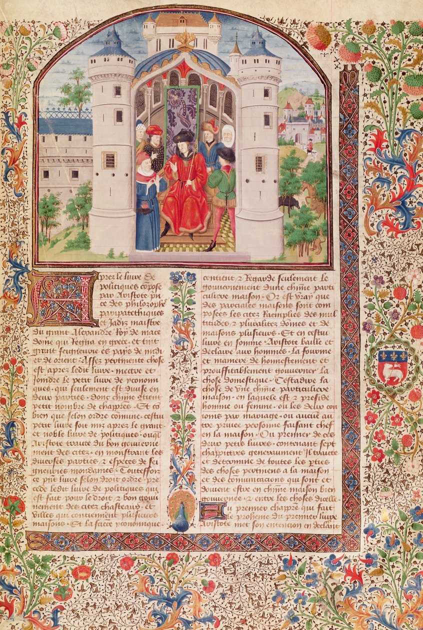 Ms 927 Fol.426 Apresentação de The Economics, de Ética, Política e Economia, de Aristóteles (384-322 aC) (para detalhes ver também 165171) de French School