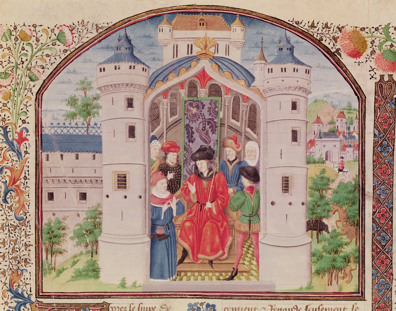 Ms 927 Fol.426 Apresentação da Economia, de Ética, Política e Economia por Aristóteles (384-322 aC) detalhe (ver também 165166) de French School