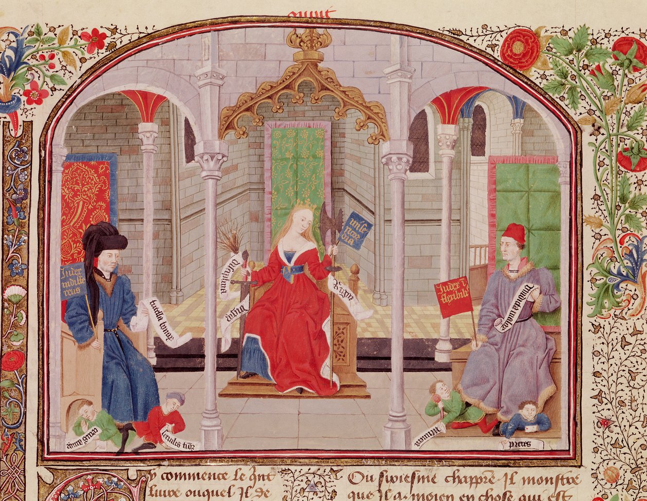 Ms 927 Fol.71v A teoria da justiça, da ética, política e economia por Aristóteles (384-322 aC) de French School