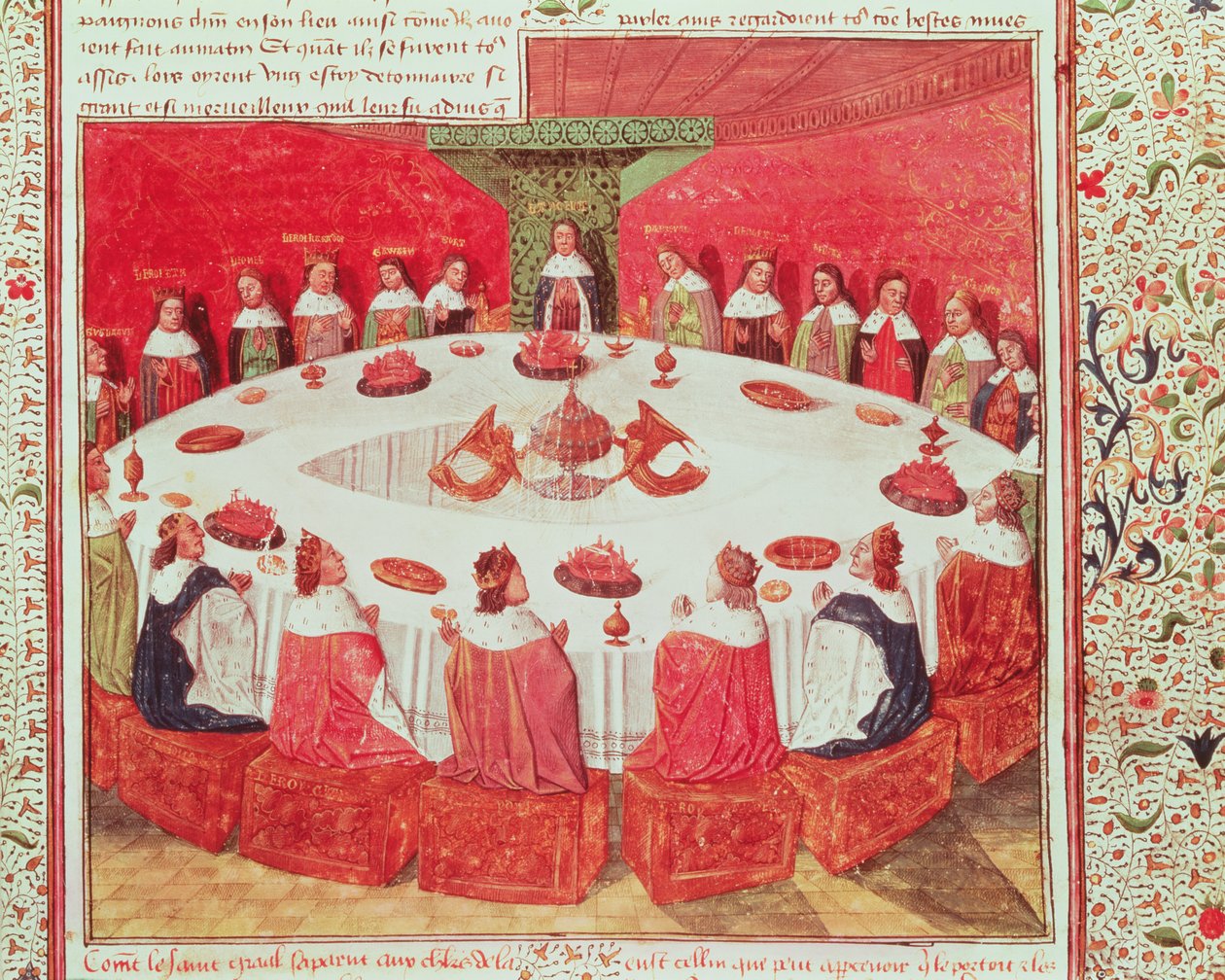 Senhora P. 112 f.5 A Mesa Redonda e o Santo Graal, do Livre de messire Lancelot du Lac, 1470 de French School