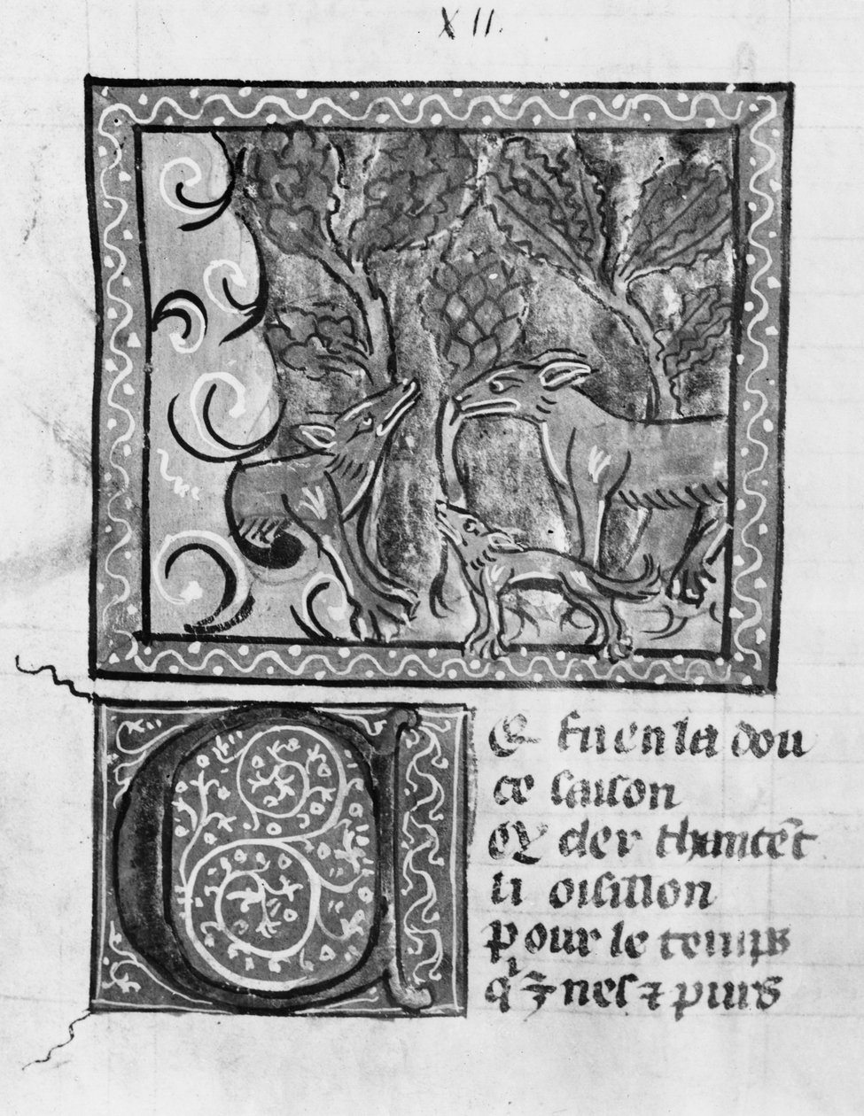 Sra. Fr 1580 A raposa, o lobo e o cão, de Le Roman de Renart de French School