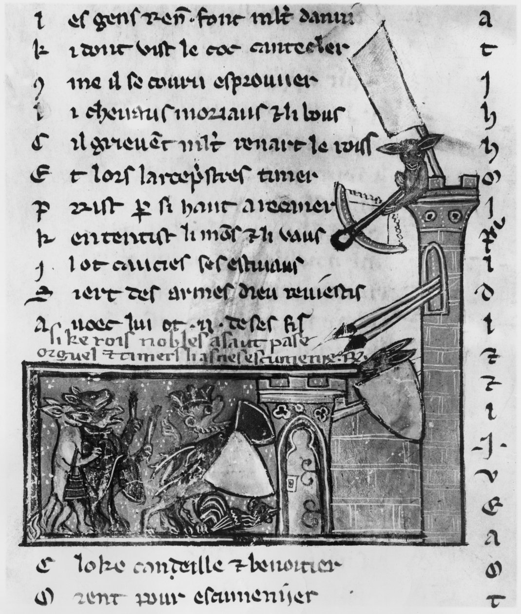Sra. Fr 1580 ou 1581 Ataque de um castelo, da Roman de Renart de French School