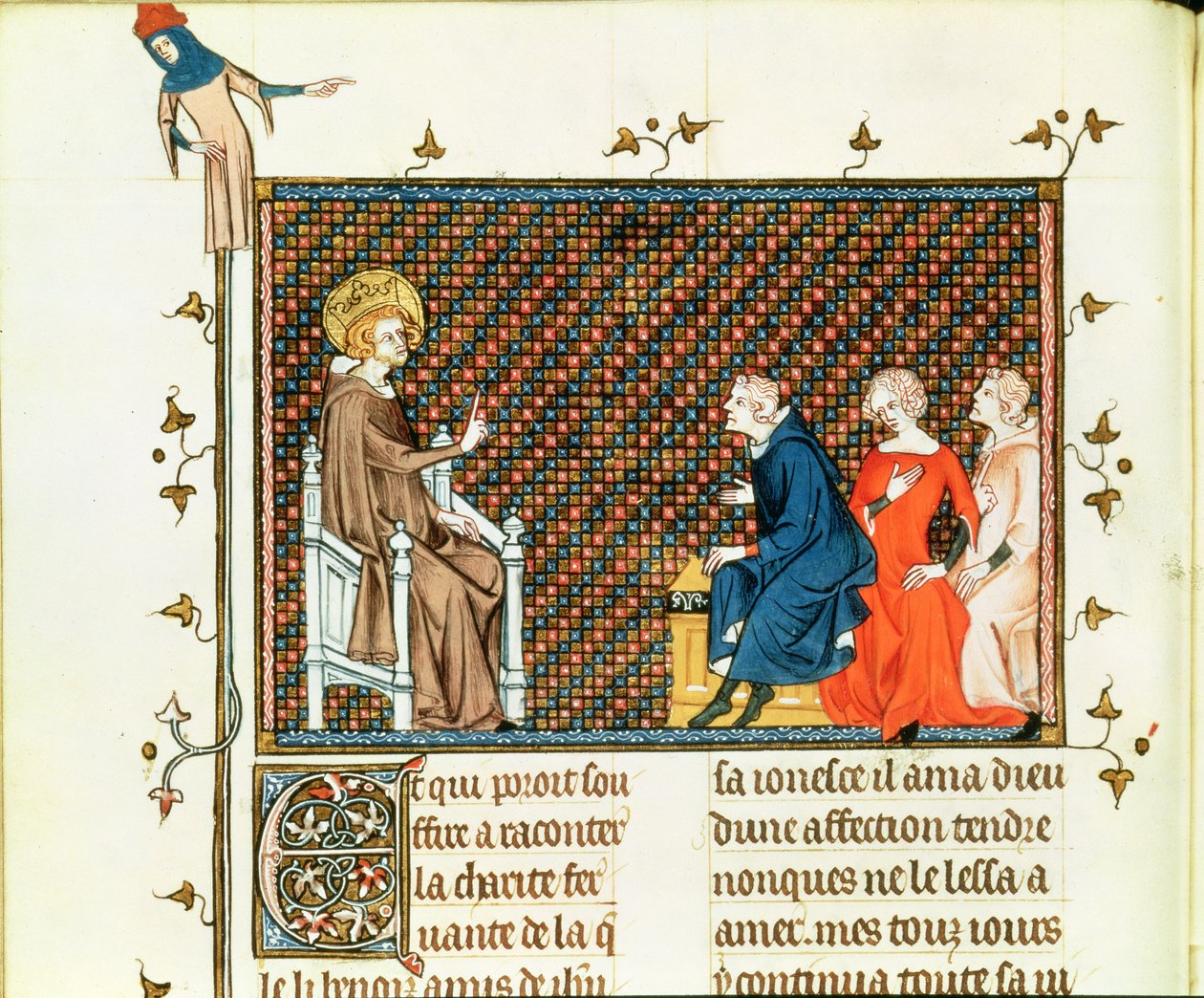 Sra. 5716 fol.44 St. Louis ensinando seus filhos, da Vida e Milagres de St. Louis, c.1330-40 de French School