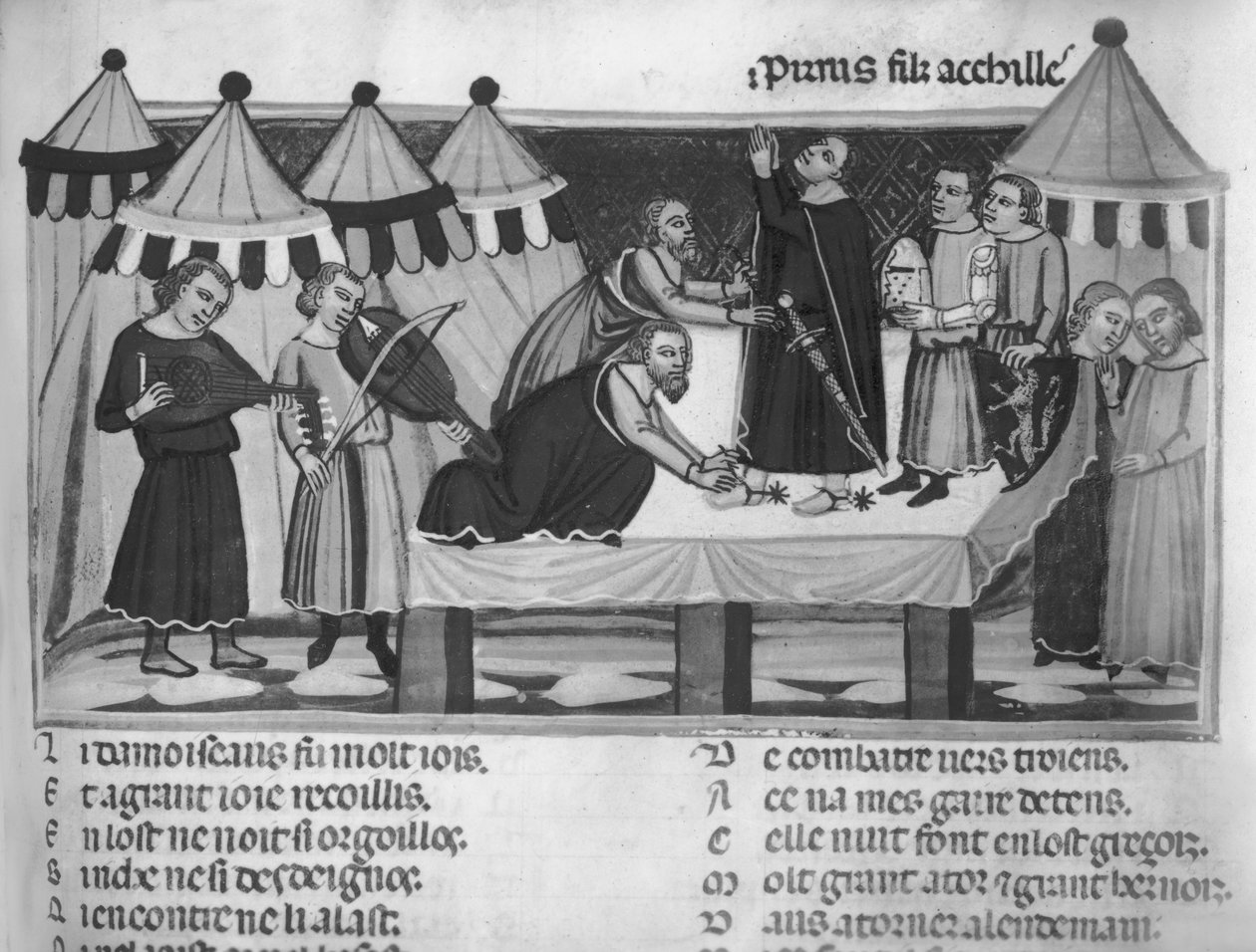 Sra. Pe 782 f.16 Armando um cavaleiro, da Roman de Troie, do século XIII ao XIV de French School