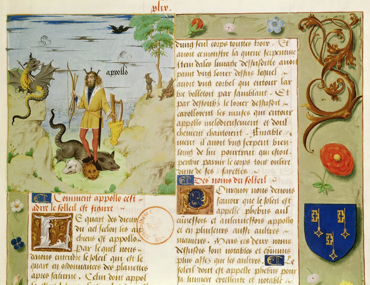 Sra. Fr 9197 Fol.49 Apollo matando Python, de Livre des Eschecs DAmour de French School