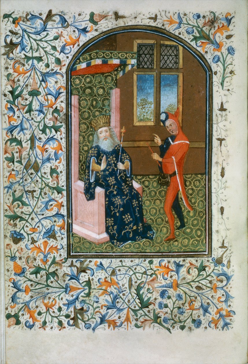 Ms Gen 288 f.156v Rei e bobo da corte, c.1460 de French School