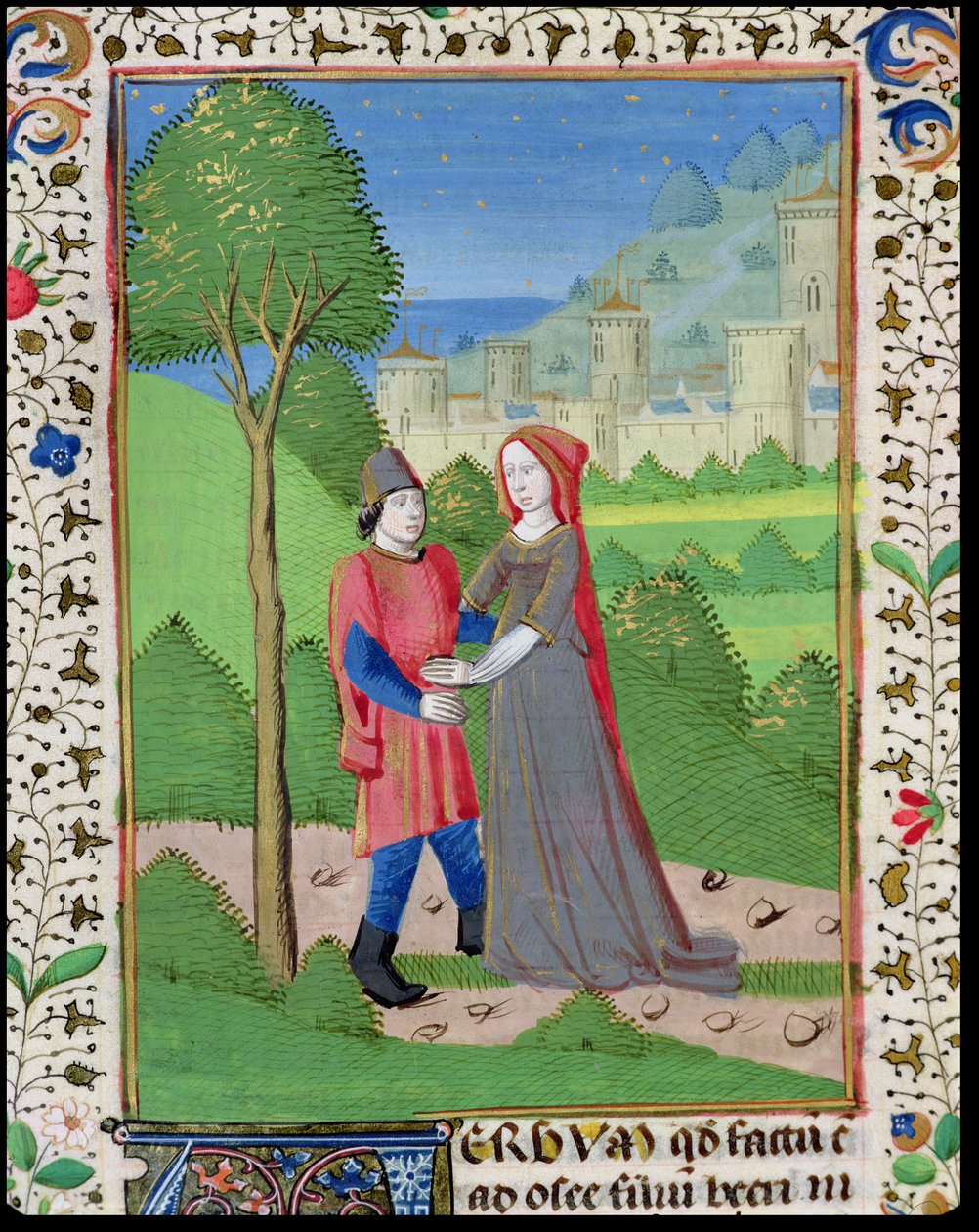 Sra. H7 fol.103v Oséias e a prostituta, da Bíblia de Jean XXII de French School