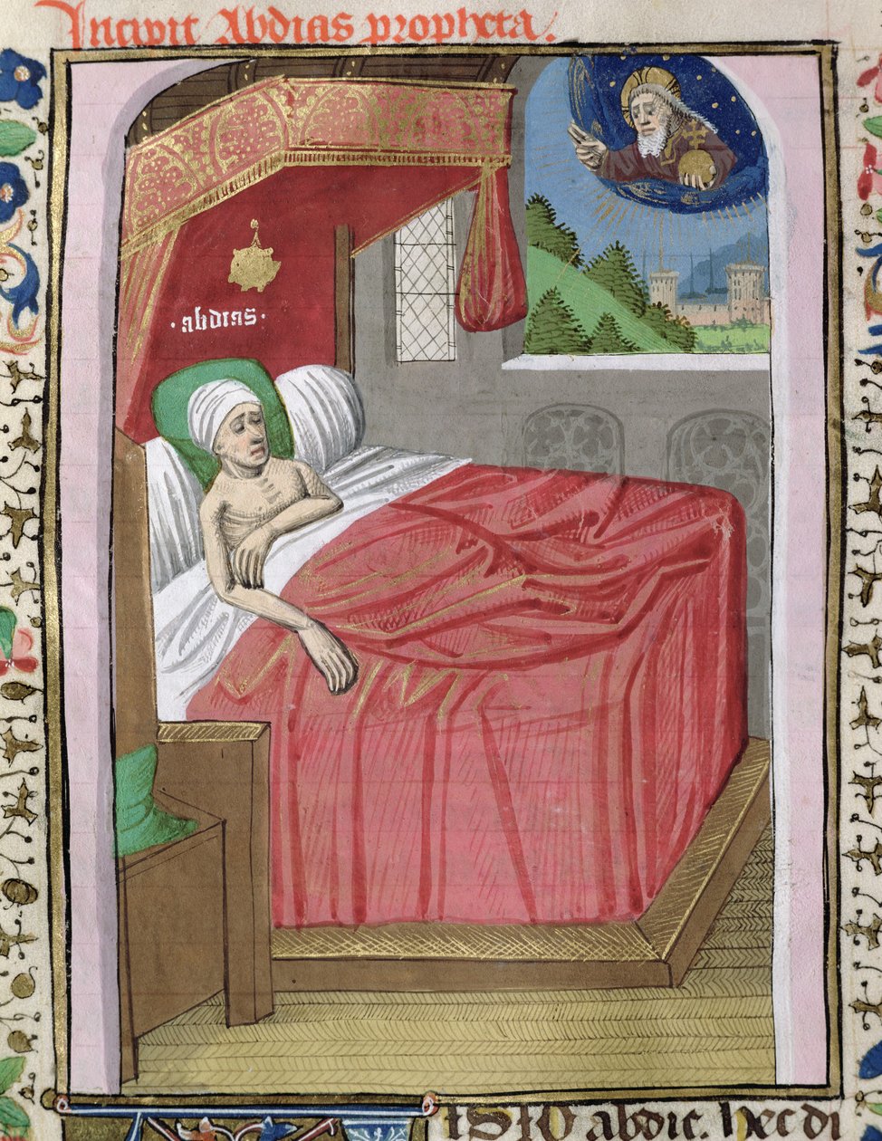 Ms H 7 fol.110v A visão de Obadias, da Bíblia de Jean XXII de French School