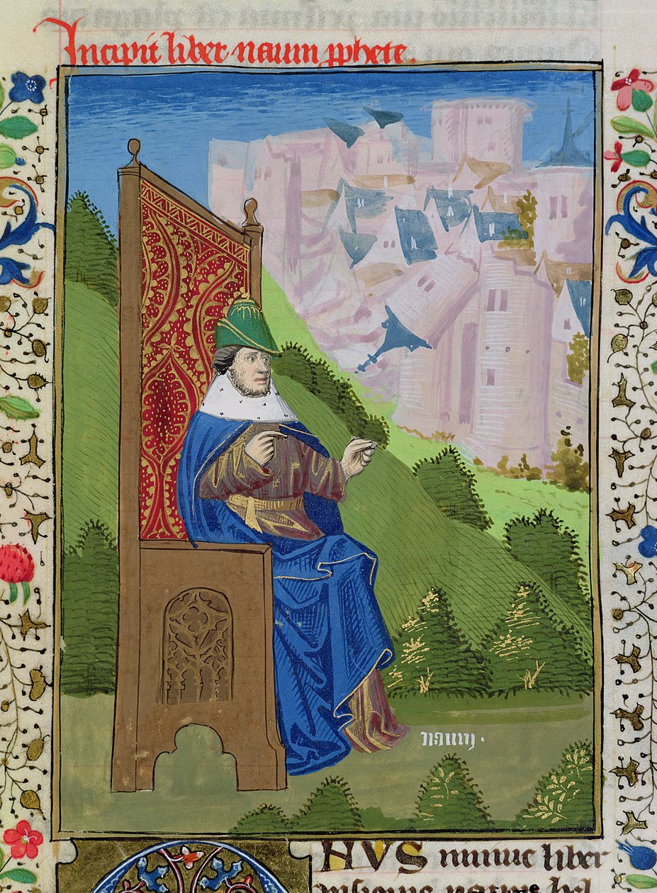 Ms H 7 fol.114r Nahum anunciando a destruição de Nínive, da Bíblia de Jean XXII de French School