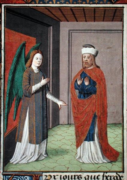 Sra. Hunter 368 f.17v Angel, c.1460 (vellum) de French School