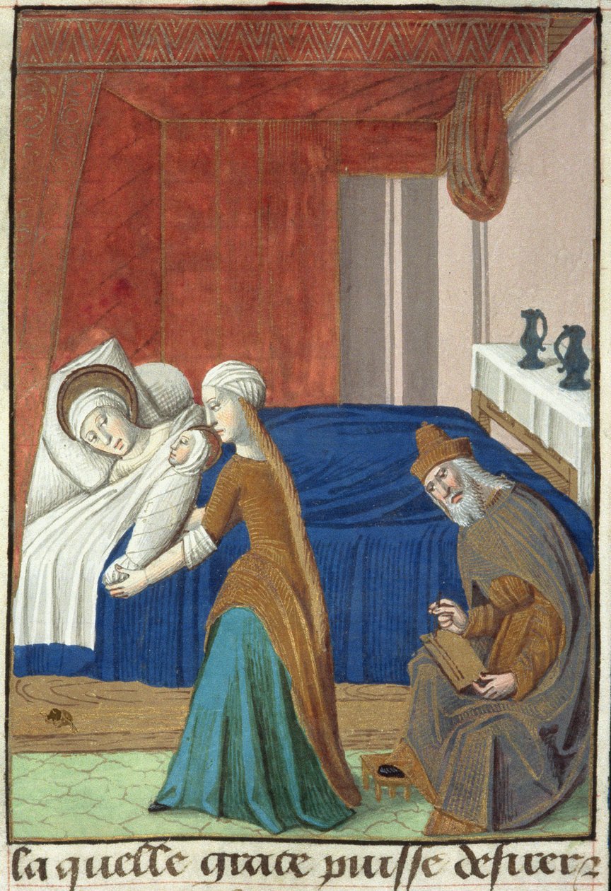 Sra. Hunter 36 f.31v O Nascimento de João Batista, de Vita Christi, de Ludolf da Saxônia, c.1300-7778 de French School